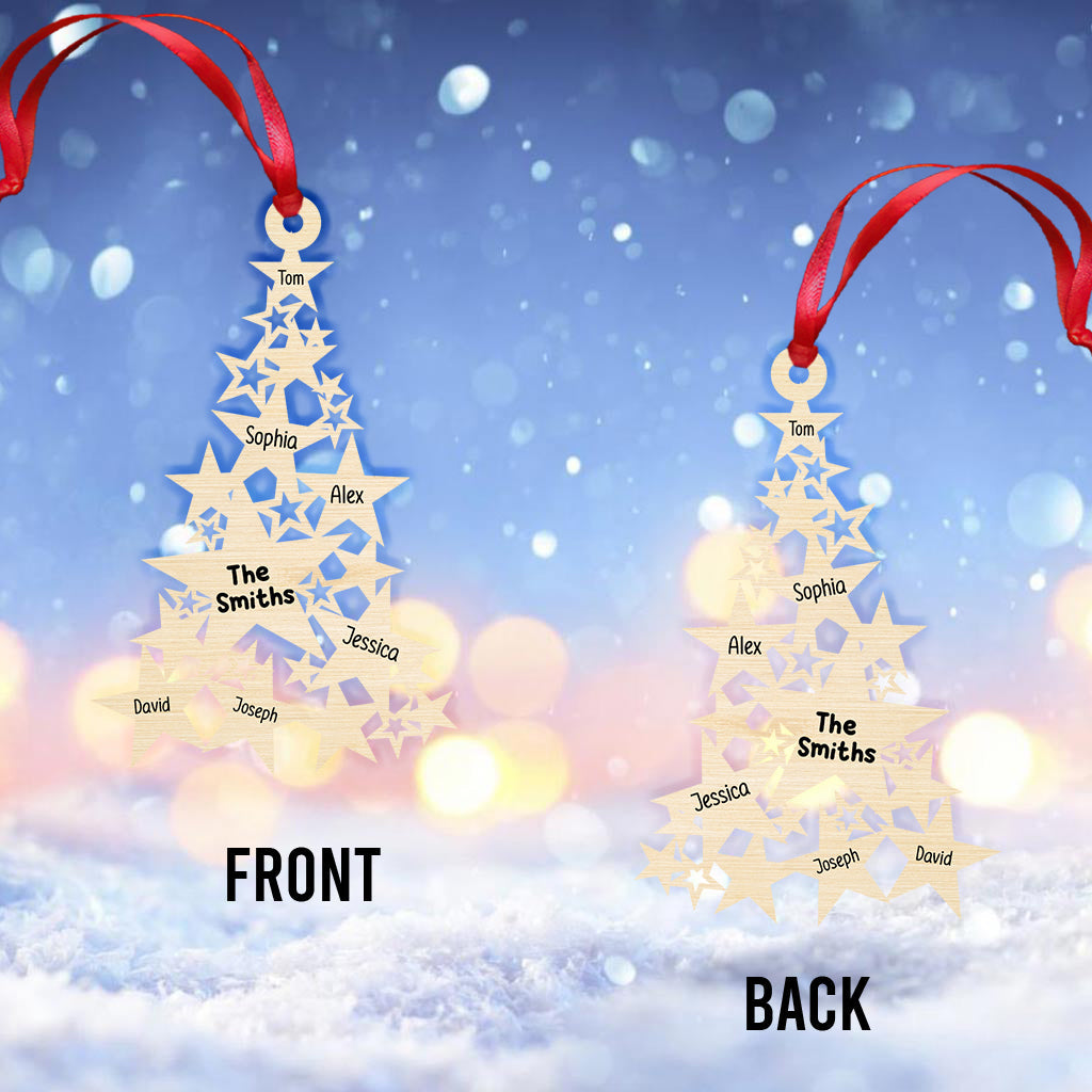 Star Christmas Tree Family Custom Names - Personalized Family Ornament