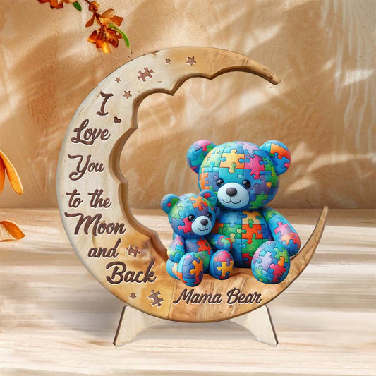 I Love You To The Moon And Back - Autism Awareness 2 Layered Wood Sign / Wood Plaque