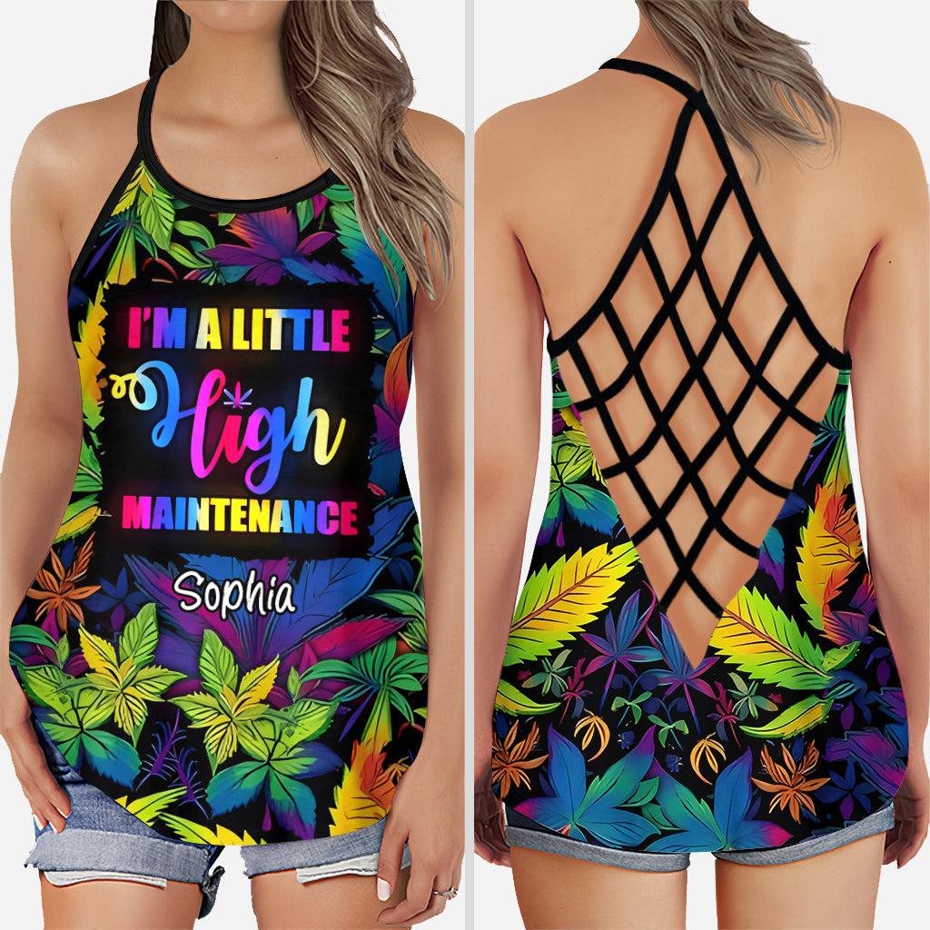 I'm A Little High Maintenance - Personalized Weed Cross Tank Top and Leggings