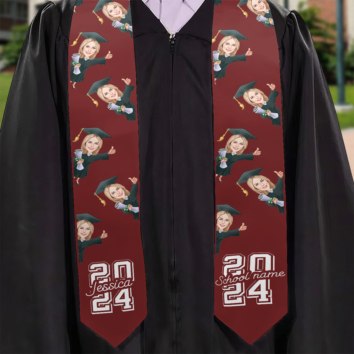 Caricature Funny Character - Personalized Graduation Graduation Stole