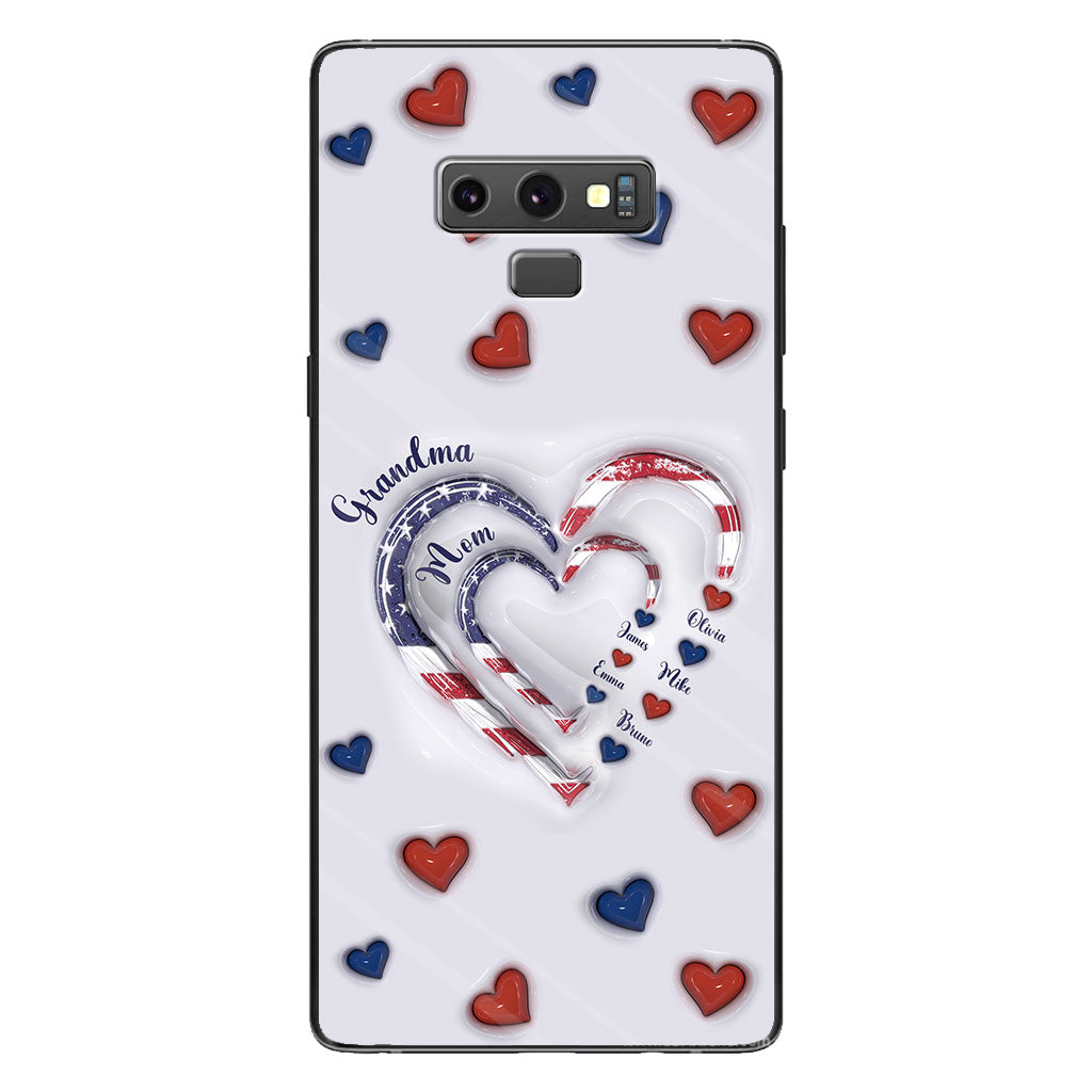 4th Of July Grandma's Hearts - Personalized Grandma Phone Case