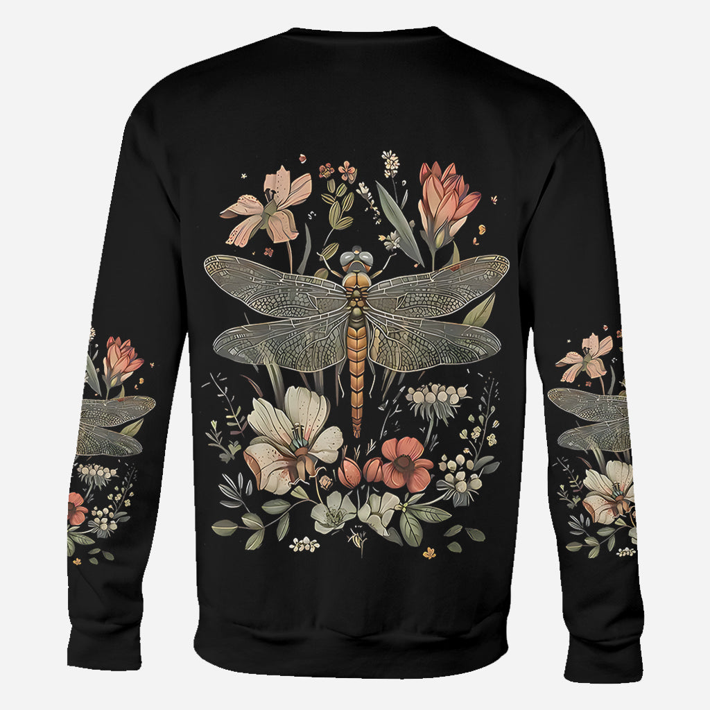 Dragonfly & Flowers - Personalized Dragonfly All Over Shirt