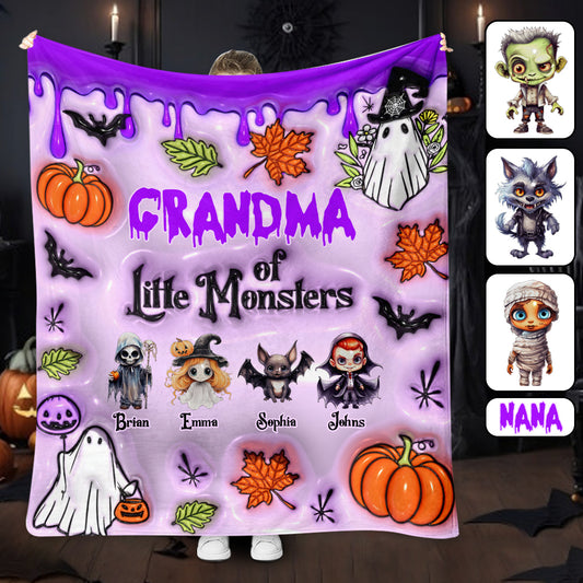 Grandma Of Little Monsters Any Title - Personalized Grandma Blanket