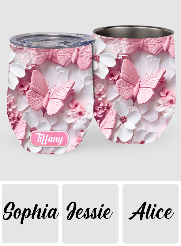 Wonderful Butterflies - Personalized Butterfly Wine Tumbler