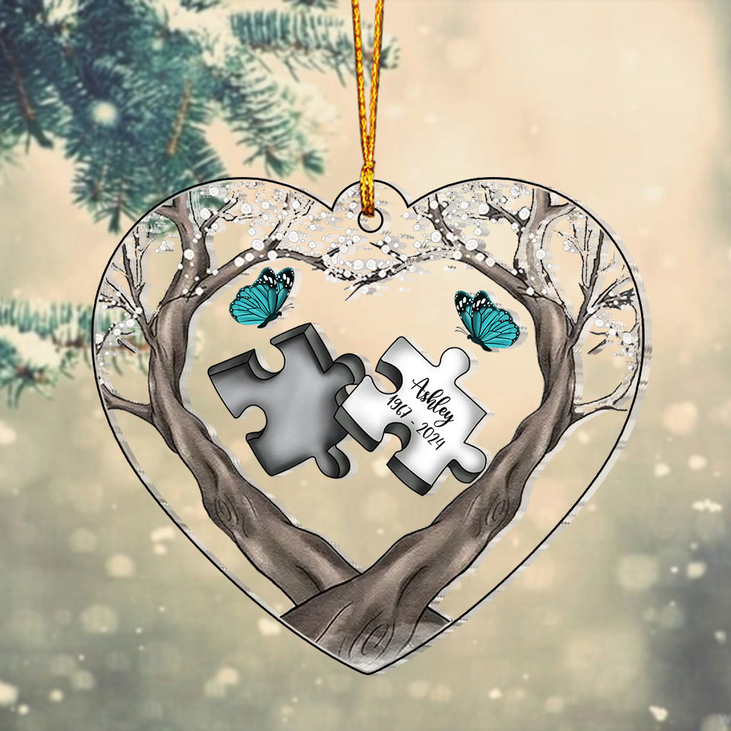 A Piece Of My Heart Lives In Heaven - Personalized Memorial Custom Shaped Ornament