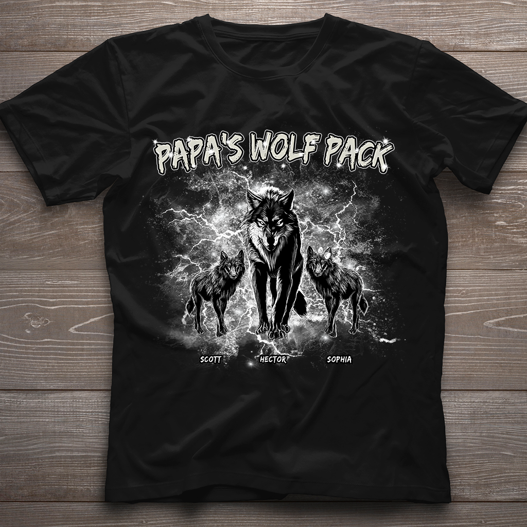 Papa's Wolf Pack Thunder Bootleg - Personalized Father T-shirt And Hoodie