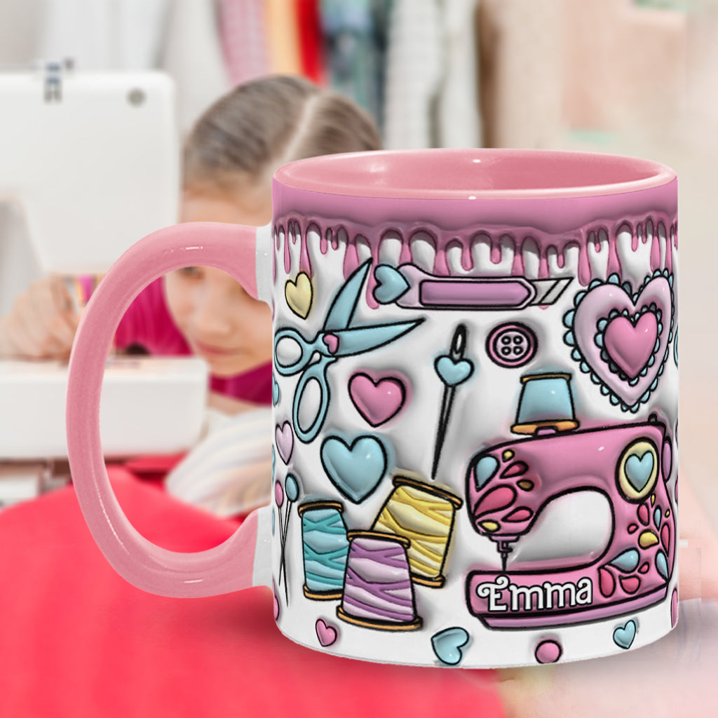 Sewing Lovers Pink - Personalized Sewing Accent Mug