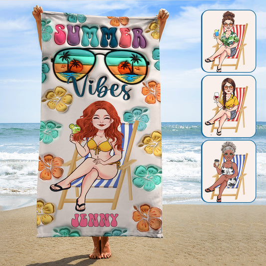 Summer Vibes - Personalized Sea Lover Beach Towel
