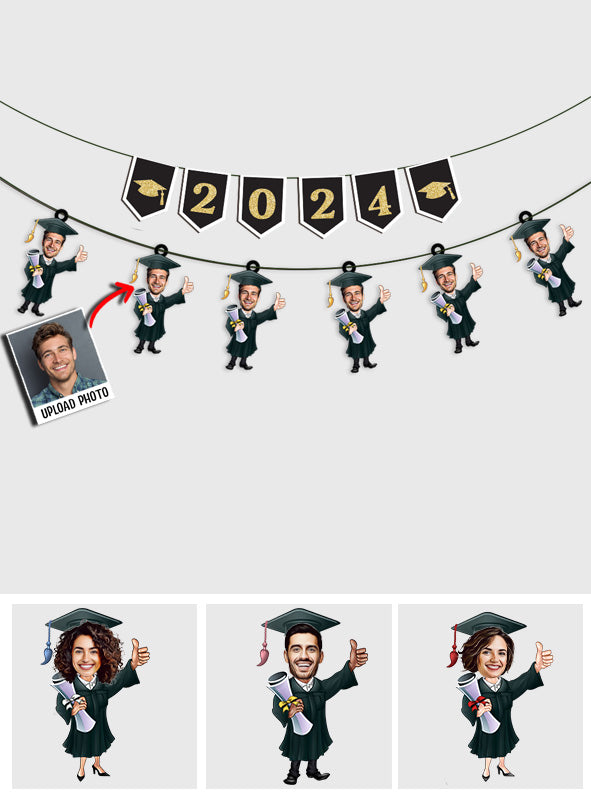 Funny Graduate Caricature - Personalized Graduation 6 Pieces Garland