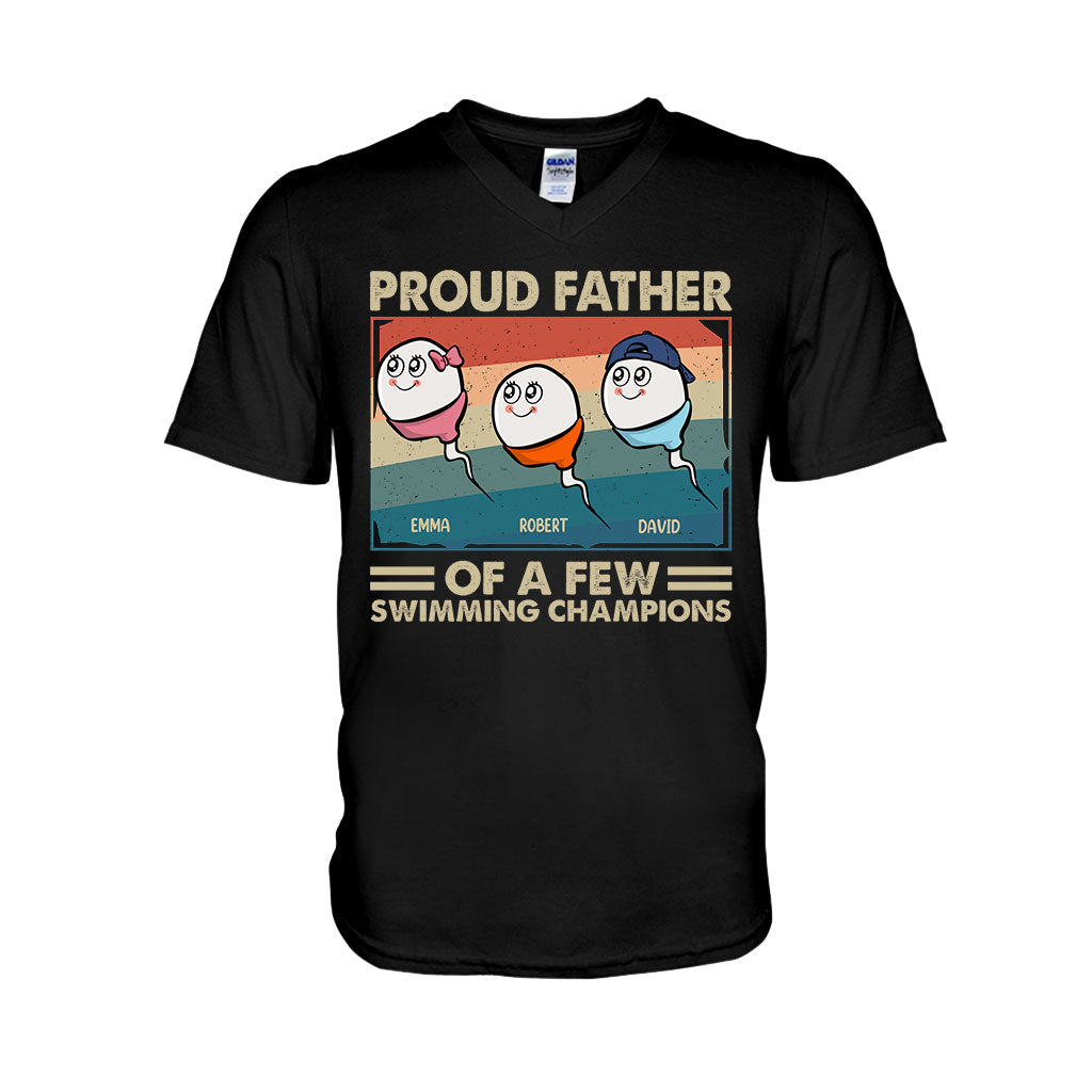 Proud Father Mother Of A Few Swimming Champions - Personalized Father T-shirt And Hoodie