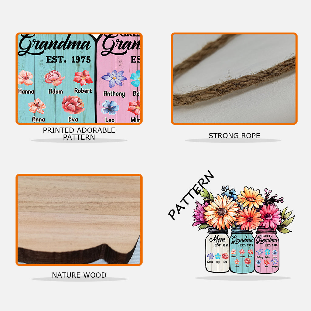 Mom Grandma Great Grandma - Personalized Grandma Custom Shaped Wood Sign