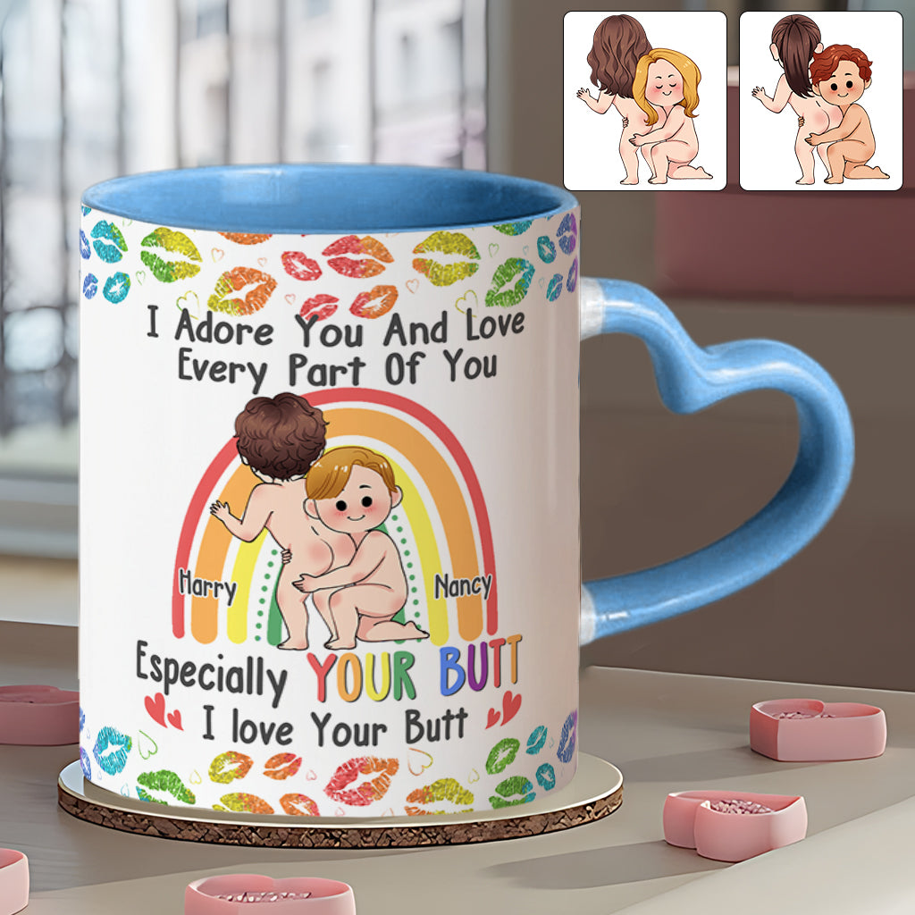 I Adore You And Love Every Part Of You - Personalized LGBT Support Heart Handle Mug