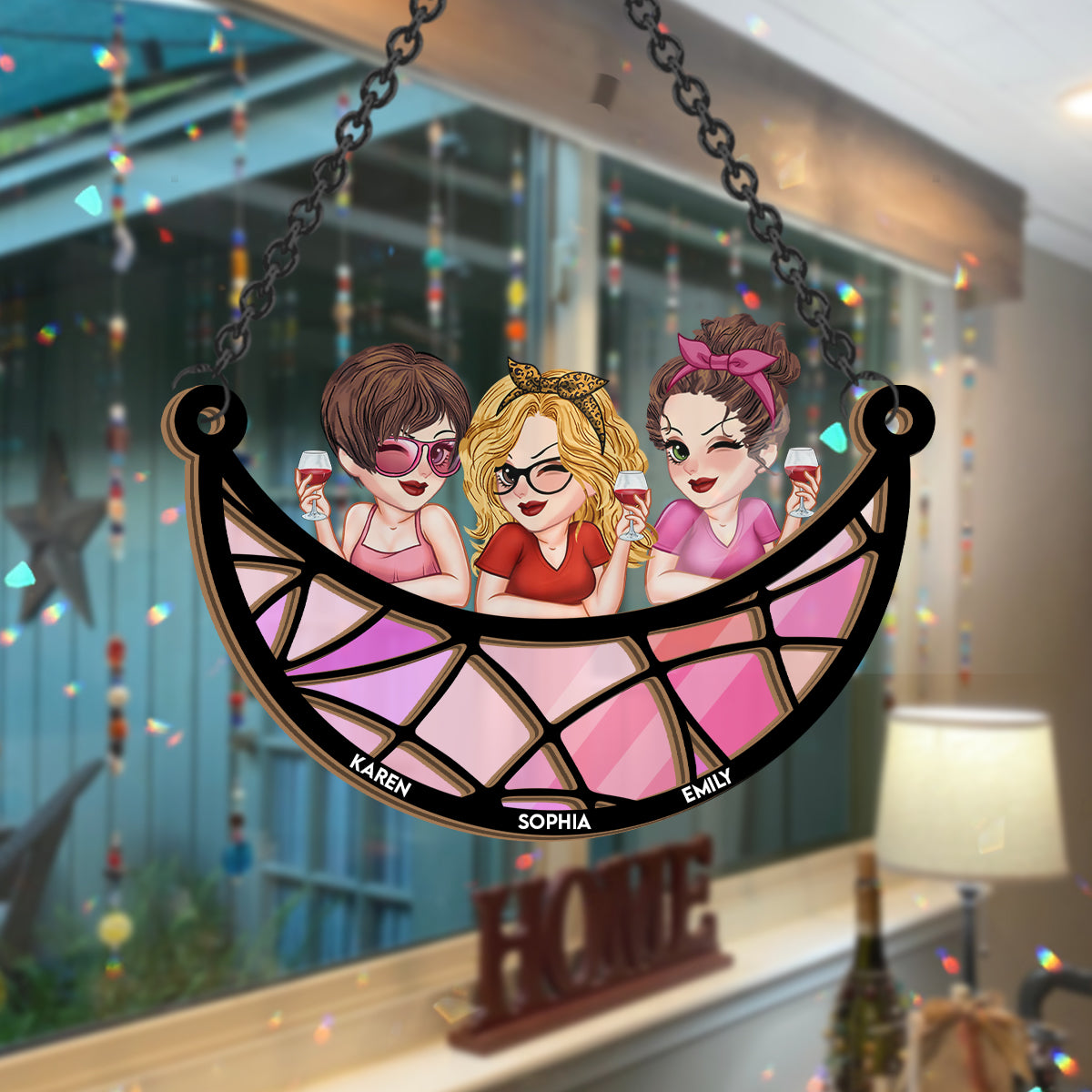 Besties Forever - Personalized Bestie 2 Layered Window Hanging Suncatcher