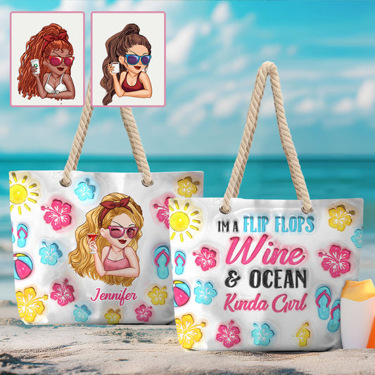 I'm A Flip Flop & Ocean Kinda Girl - Personalized Sea Lover Beach Bag
