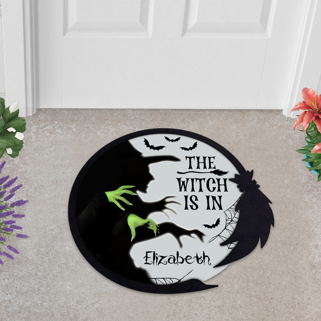 The Witch Is In - Personalized Witch Shaped Doormat