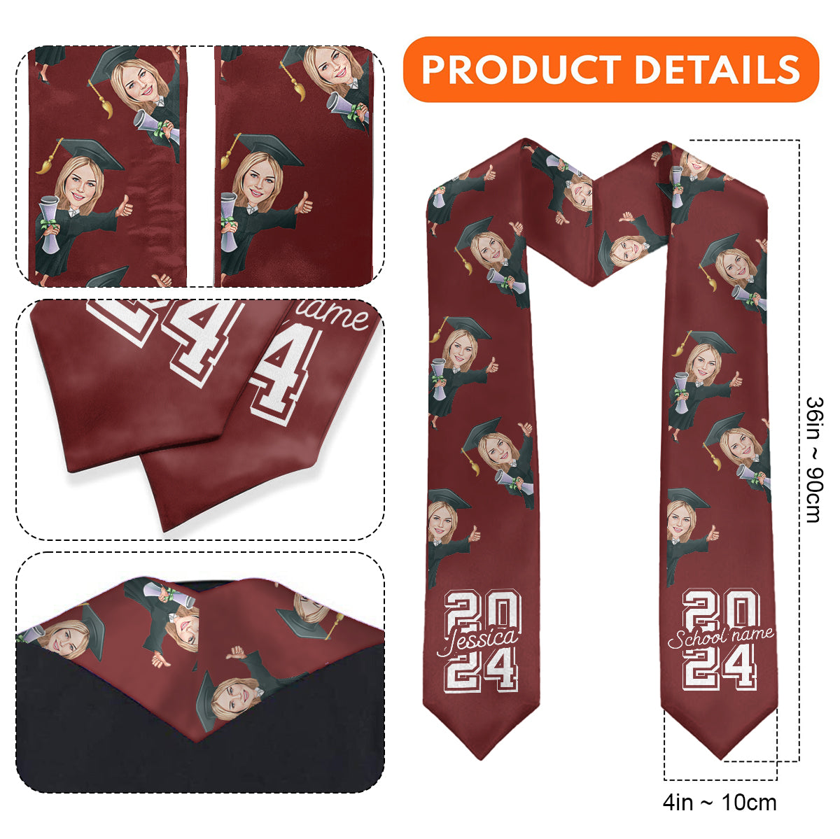 Caricature Funny Character - Personalized Graduation Graduation Stole