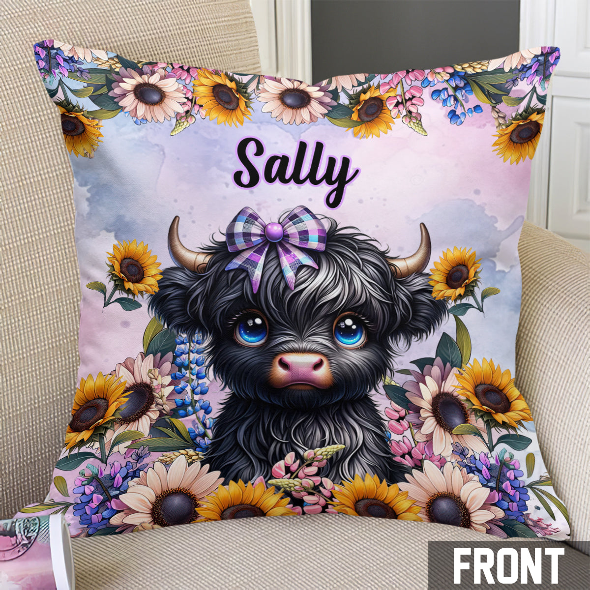 Cute Little Cow - Personalized Throw Pillow