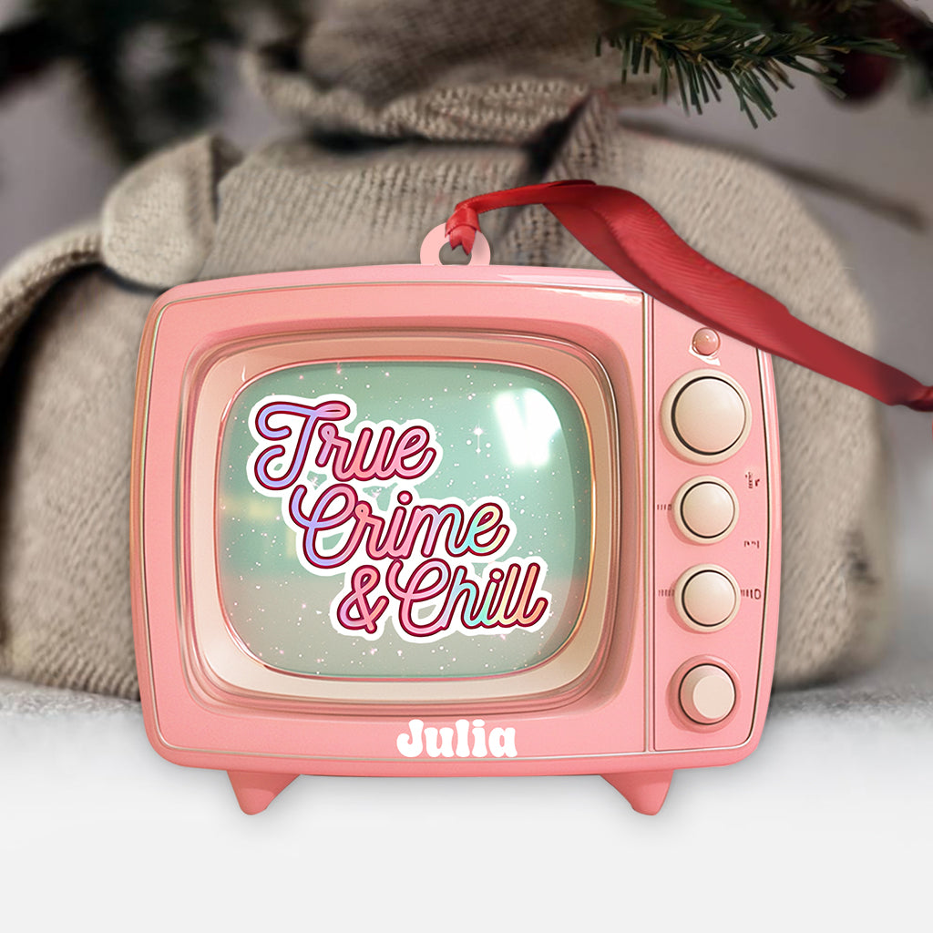 True Crime & Chill, Pink TV - Personalized Ornament
