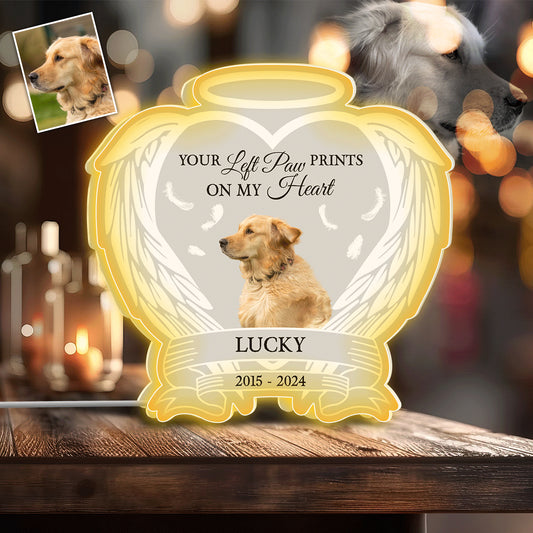 You Left Paw Prints On My Heart - Personalized Dog Photo Light Box