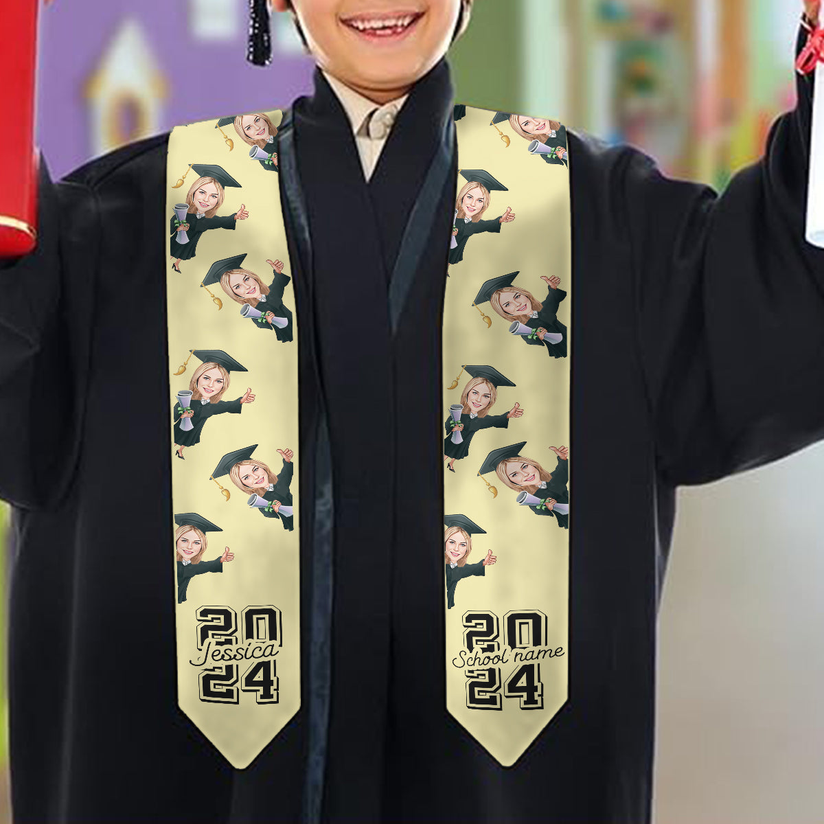 Caricature Funny Character - Personalized Graduation Graduation Stole