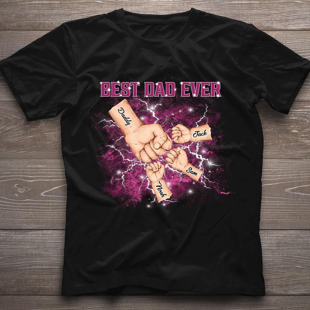 Bootleg Father & Kids Fist Bump - Personalized Father T-shirt And Hoodie
