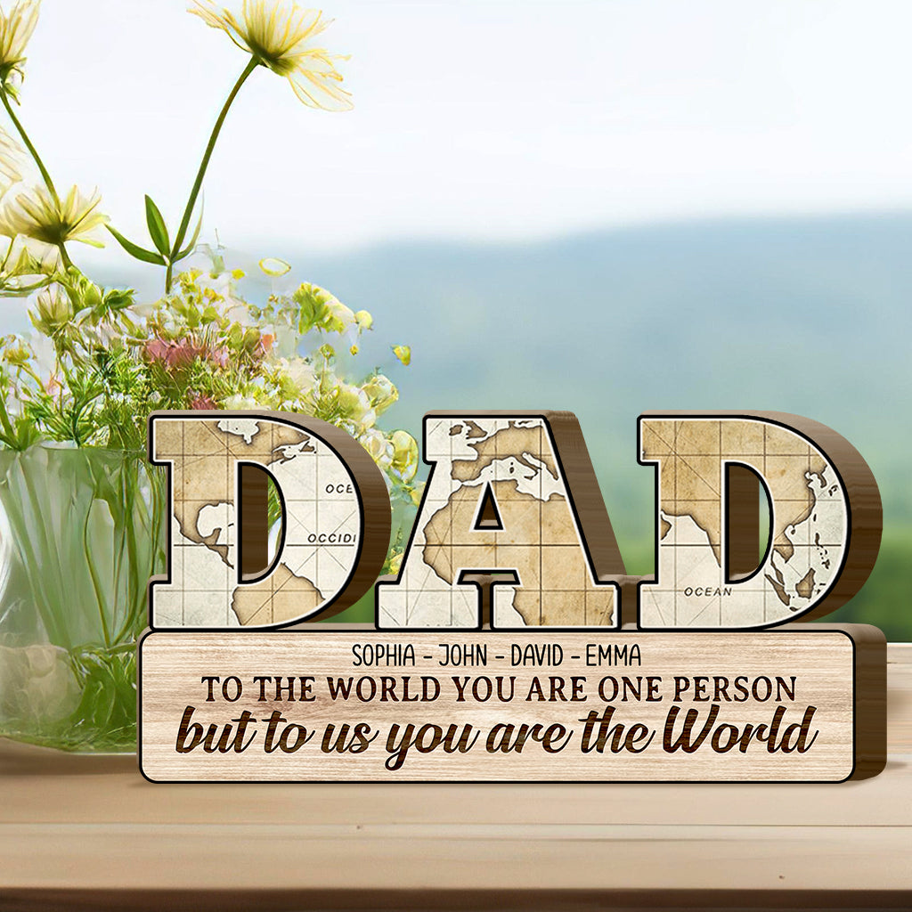 You Are Our World - Personalized Father Shaped Wooden Puzzle