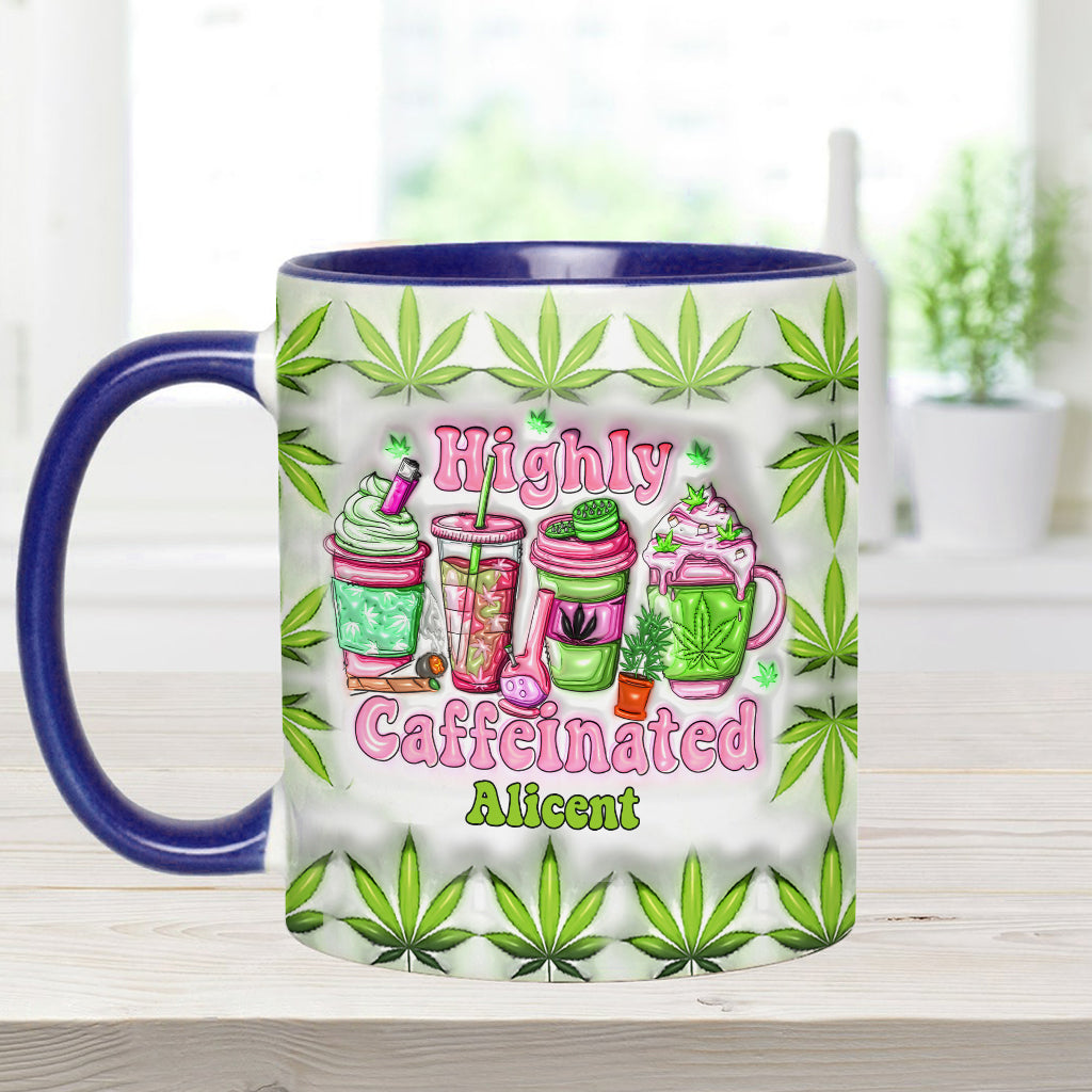 Highly Caffeinated Coffee 420 Lovers - Personalized Weed Accent Mug