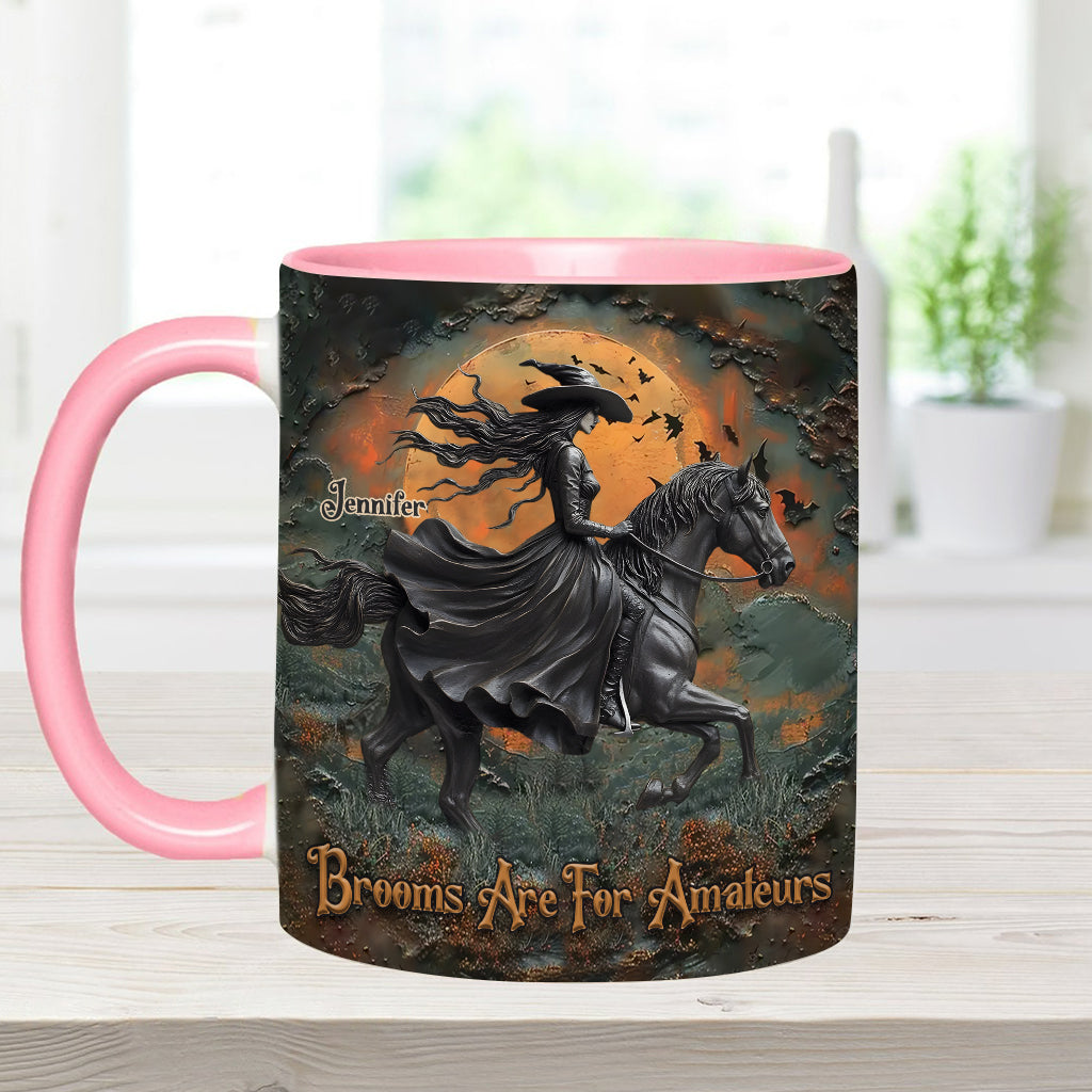 Brooms Are For Amateurs - Personalized Horse Accent Mug