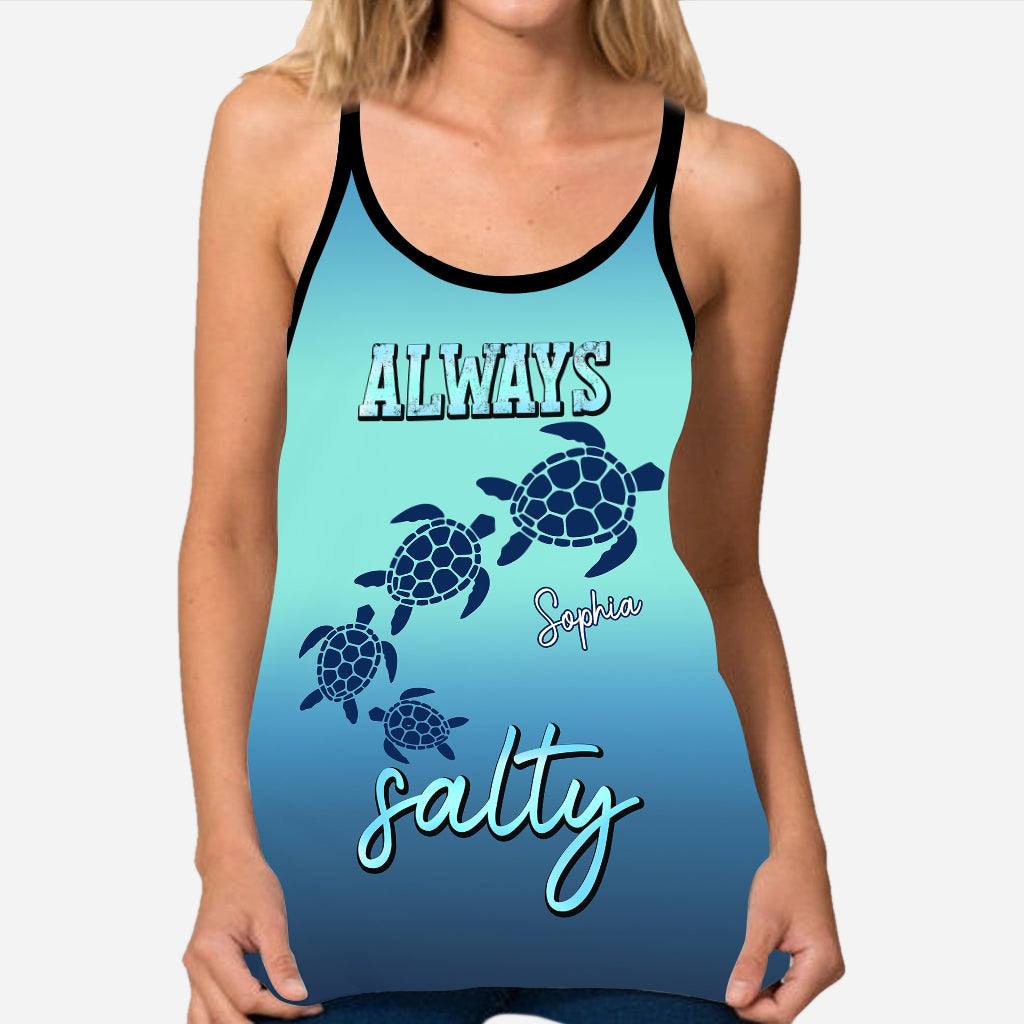 Always Salty - Personalized Turtle Cross Tank Top and Leggings