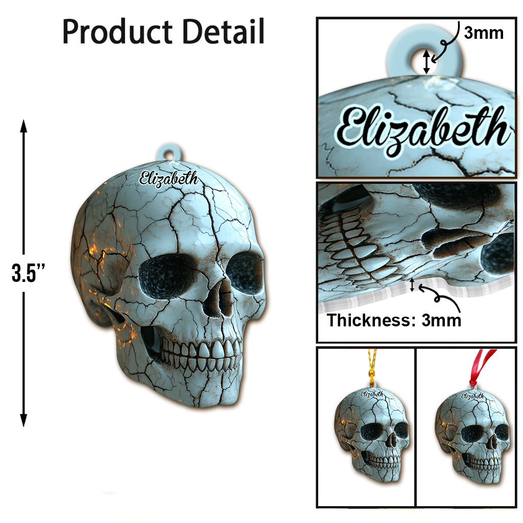 Stunning White Skull - Personalized Skull Ornament
