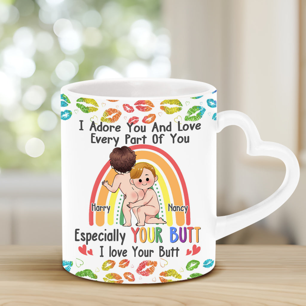 I Adore You And Love Every Part Of You - Personalized LGBT Support Heart Handle Mug