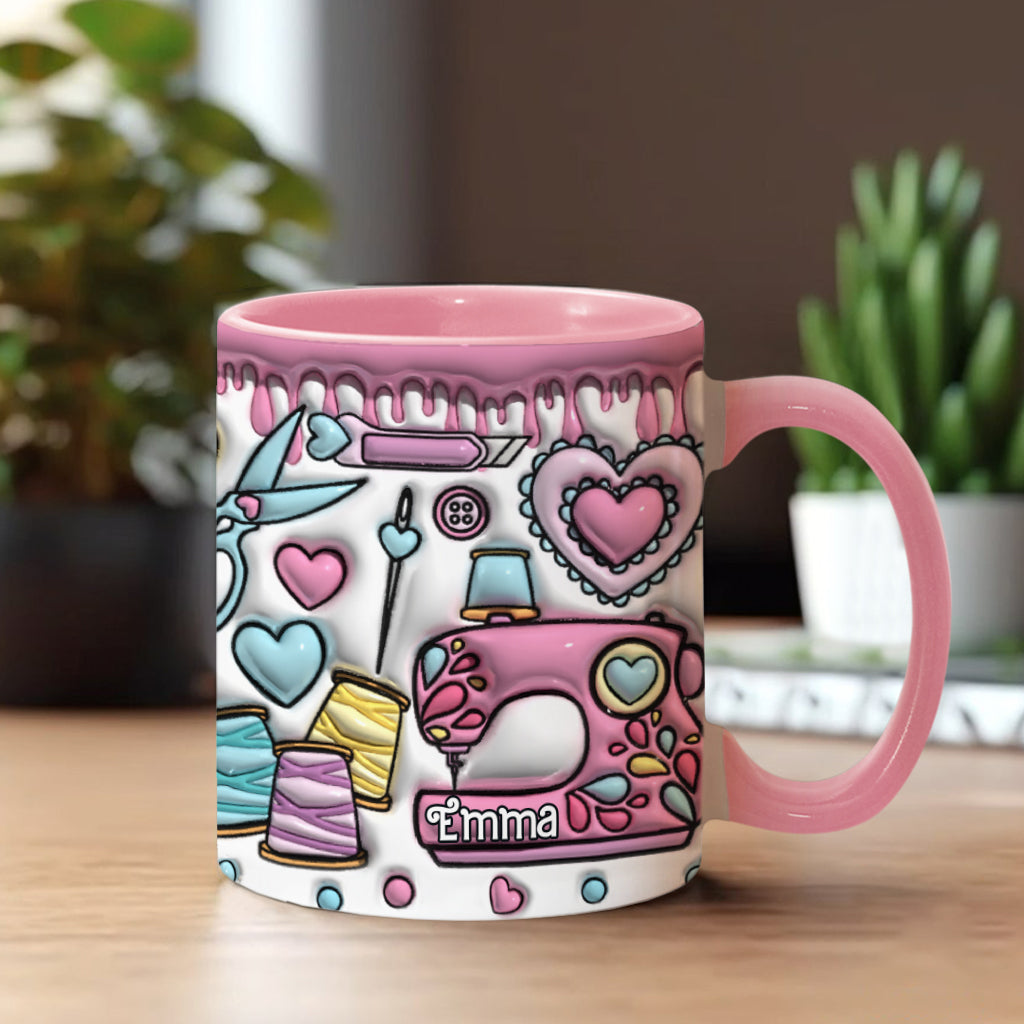 Sewing Lovers Pink - Personalized Sewing Accent Mug