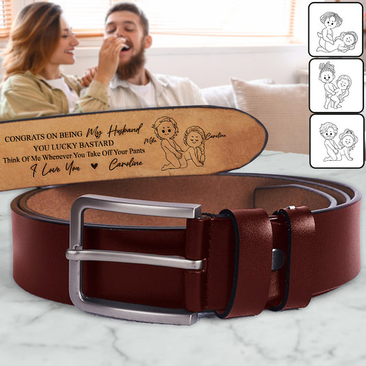 Congrats On Being My Husband - Personalized Couple Leather Belt