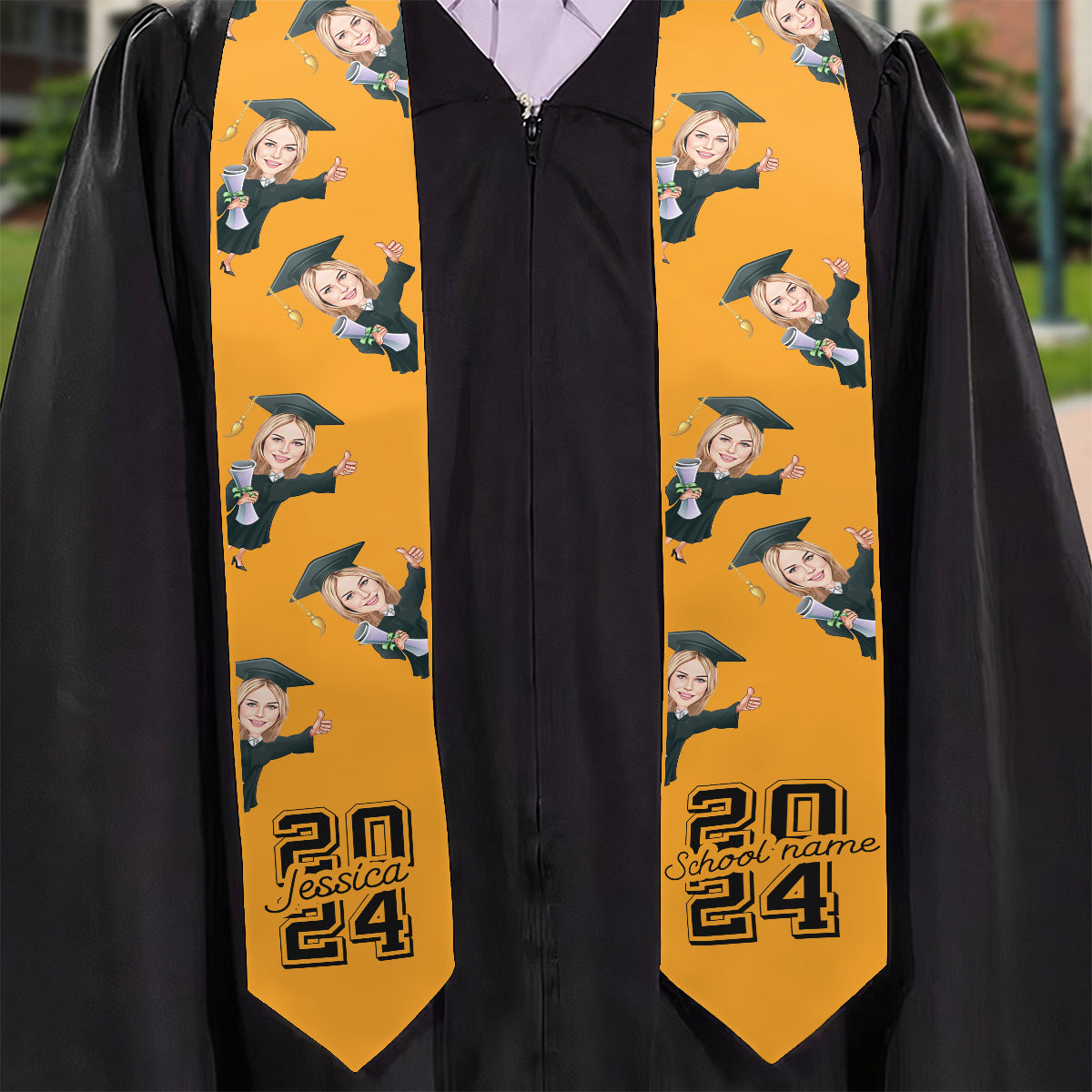 Caricature Funny Character - Personalized Graduation Graduation Stole