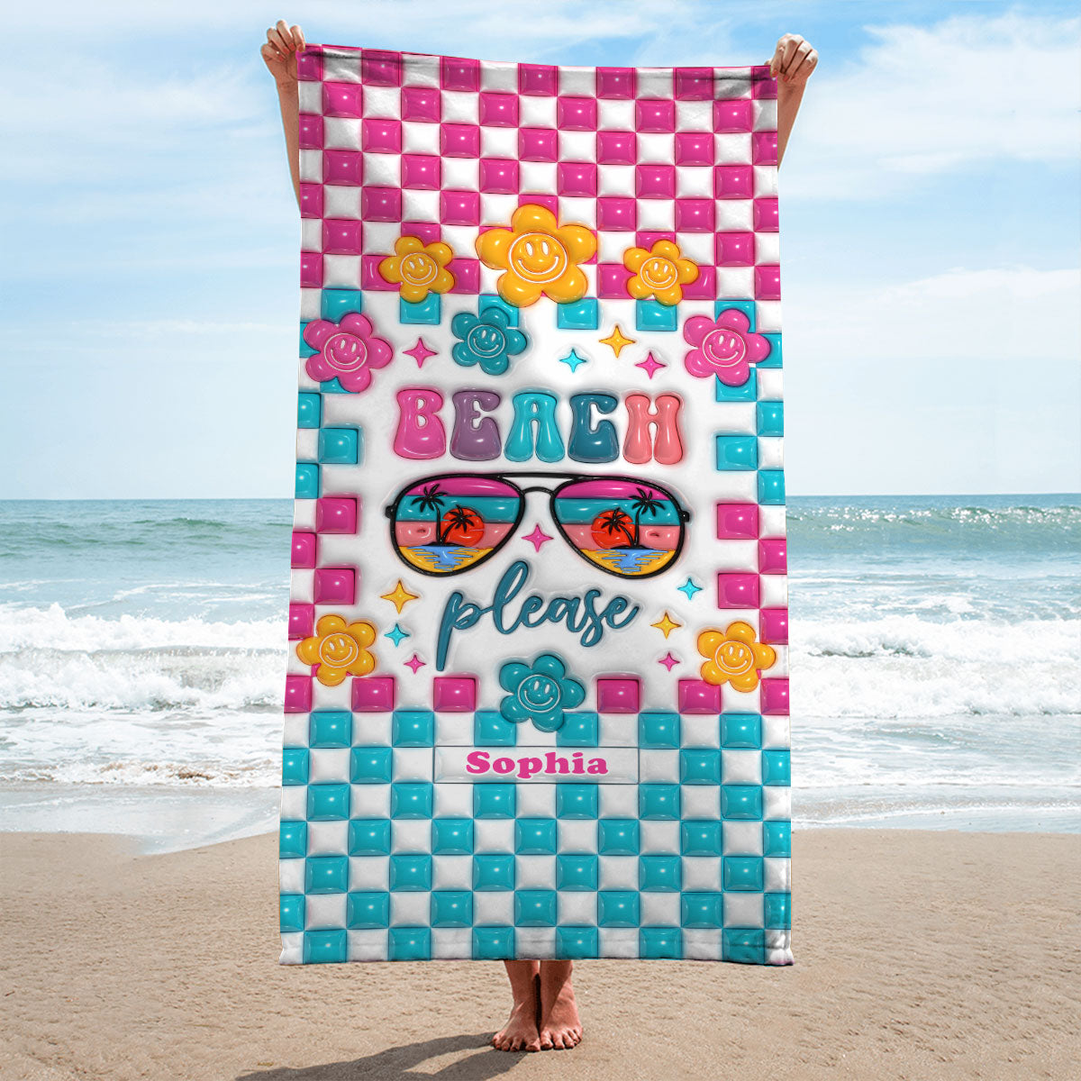 Beach Please - Personalized Sea Lover Beach Towel