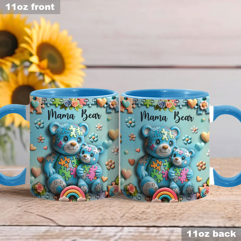 Mama Bear - Personalized Autism Awareness Accent Mug