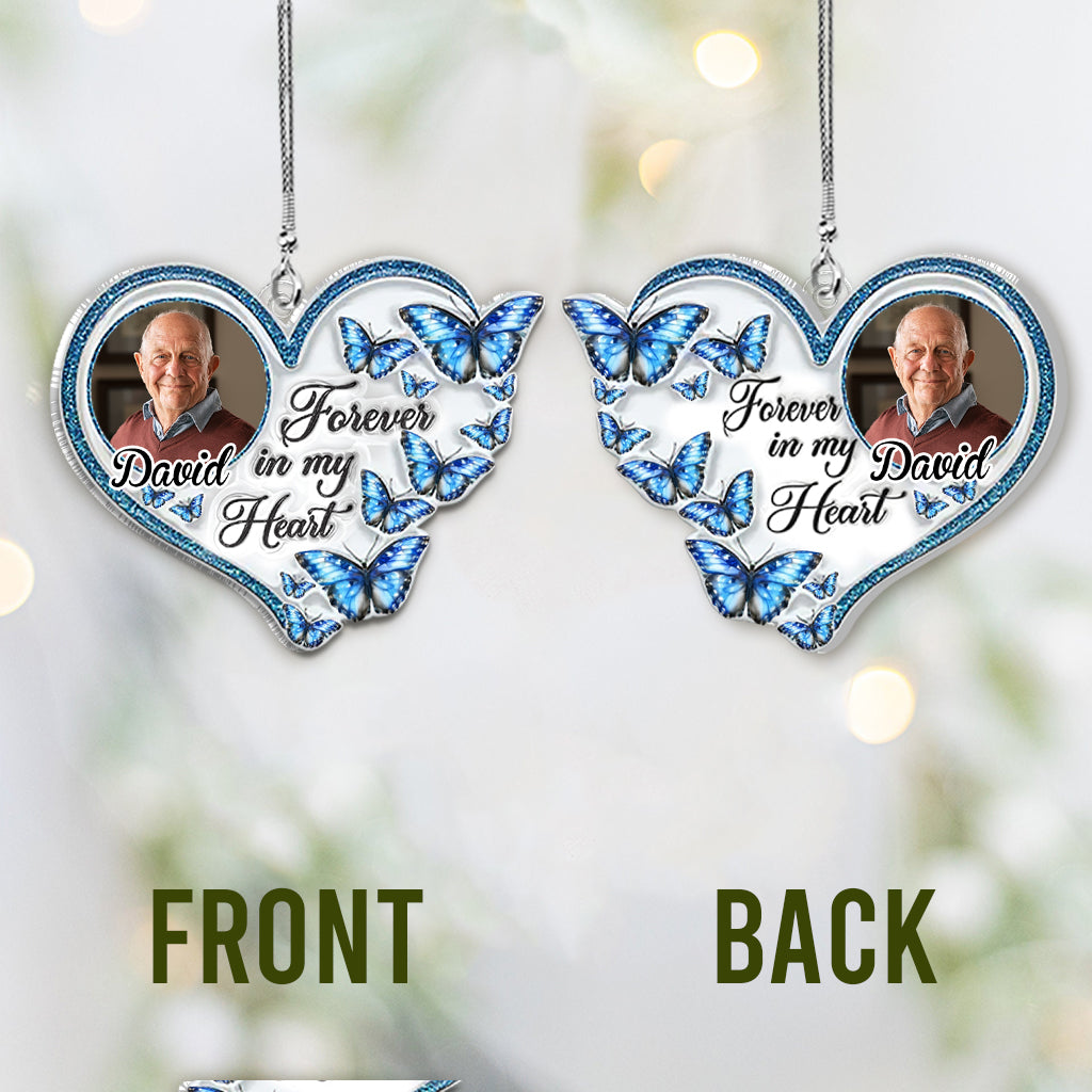 Forever In My Heart - Personalized Memorial Custom Shaped Car Ornament