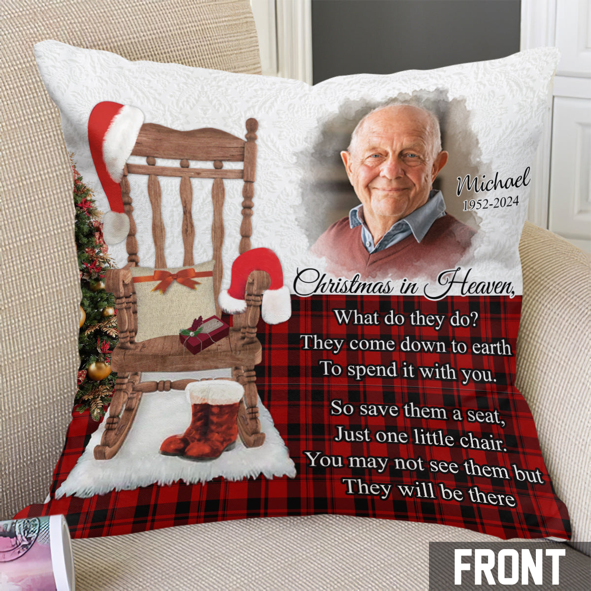 Christmas In Heaven - Personalized Memorial Throw Pillow