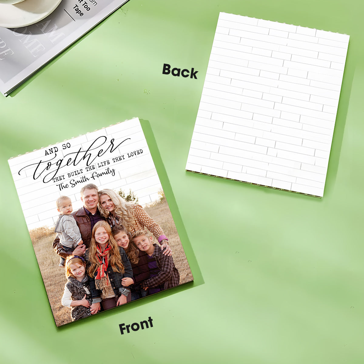 And So Together They Built The Life They Loved - Personalized Family One-sided Vertical Rectangle Building Brick Blocks