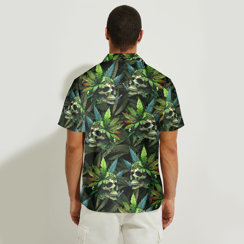 Skull Green Leaf - Personalized Weed Hawaiian Shirt