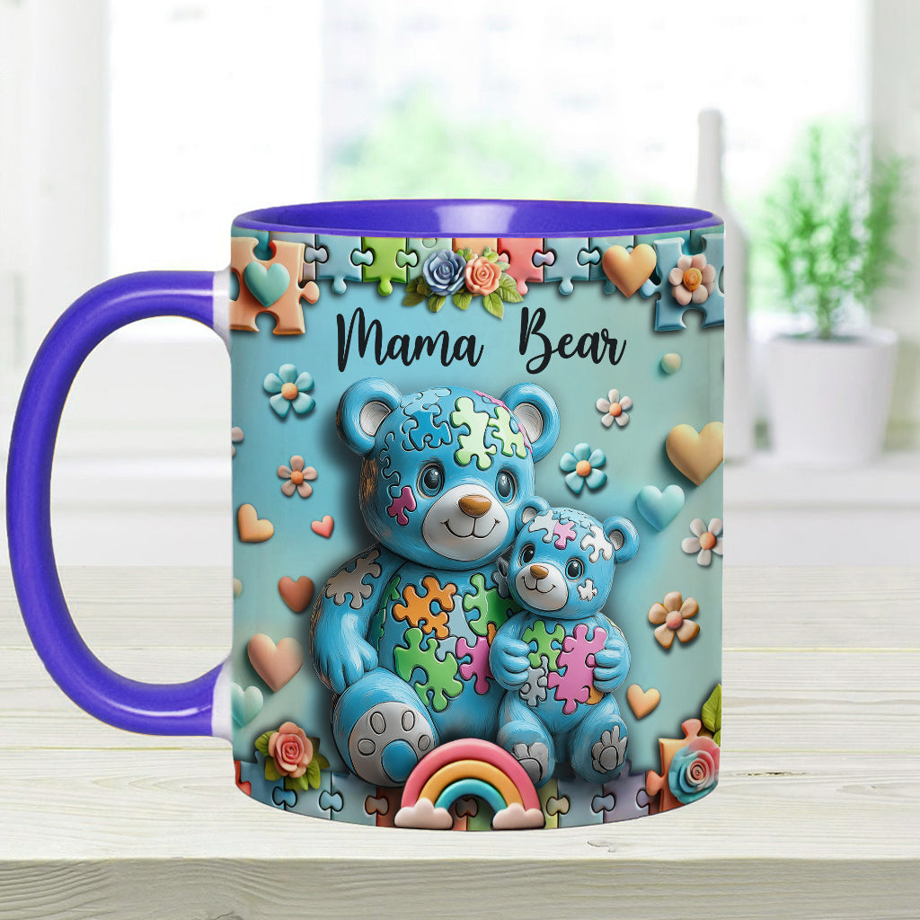 Mama Bear - Personalized Autism Awareness Accent Mug