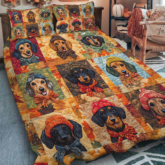 Hello Fall - Dachshund Quilt Set