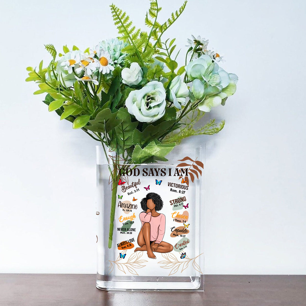 God Says You Are - Personalized African American Book Vase
