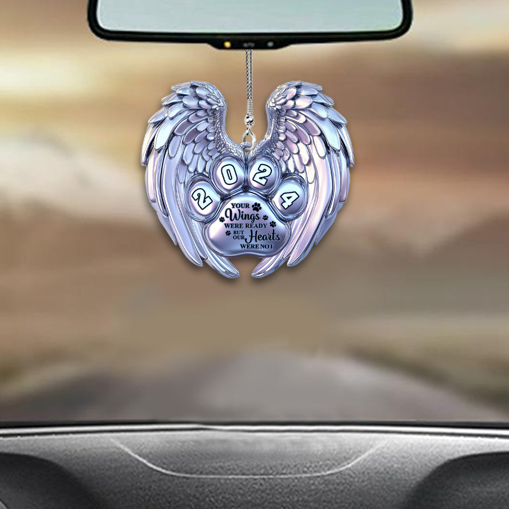 Your Wings Were Ready But My Heart Were Not - Personalized Dog Car Ornament