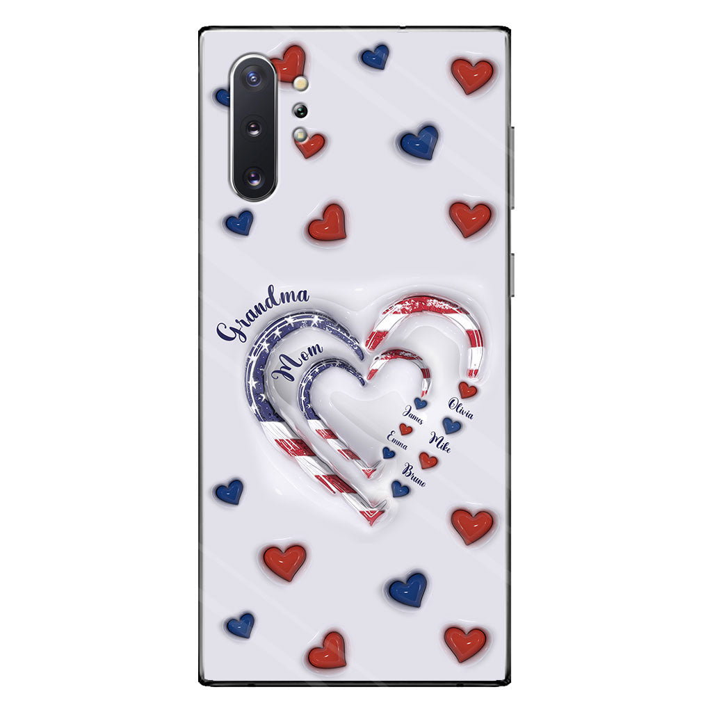 4th Of July Grandma's Hearts - Personalized Grandma Phone Case