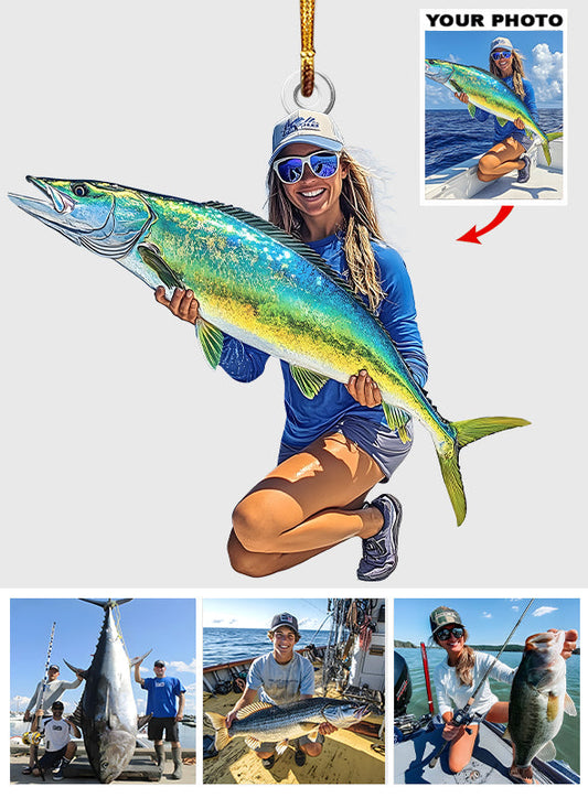 Any Photo Custom Onament - Personalized Fishing Custom Shaped Ornament