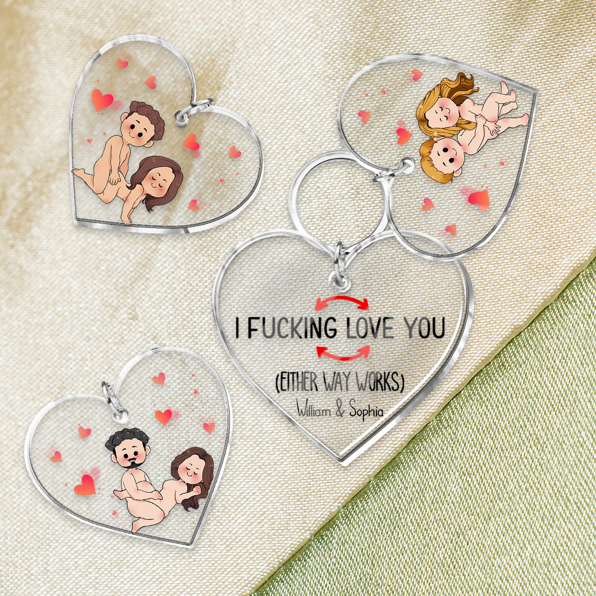 I Love You - Personalized Couple Keychain with Charms