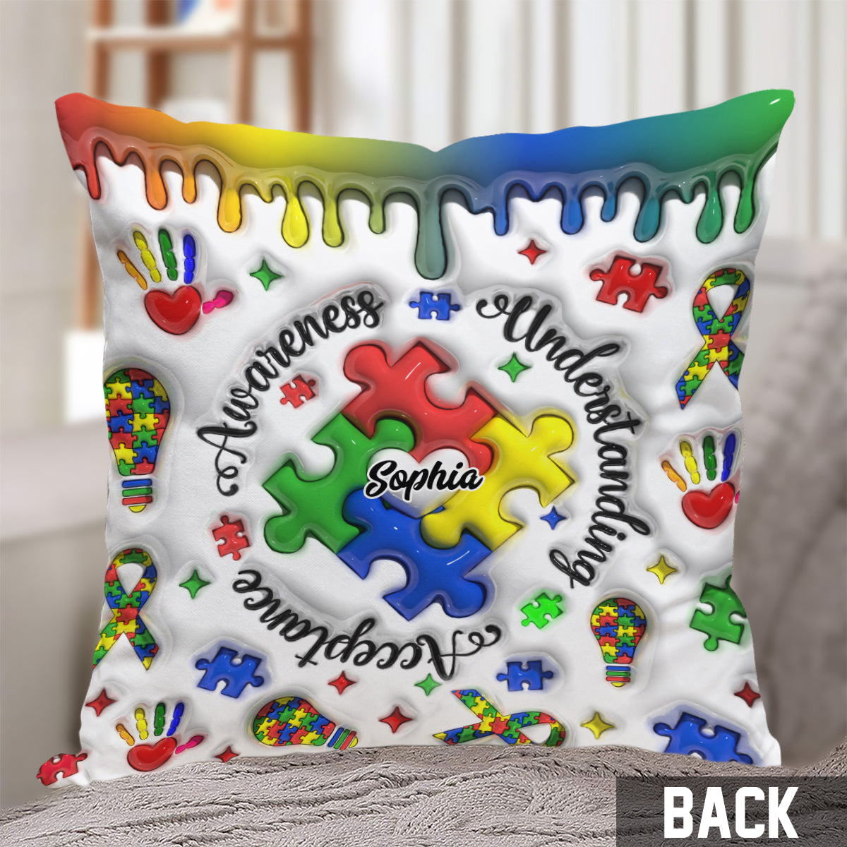 Autism Awareness - Personalized Autism Awareness Throw Pillow