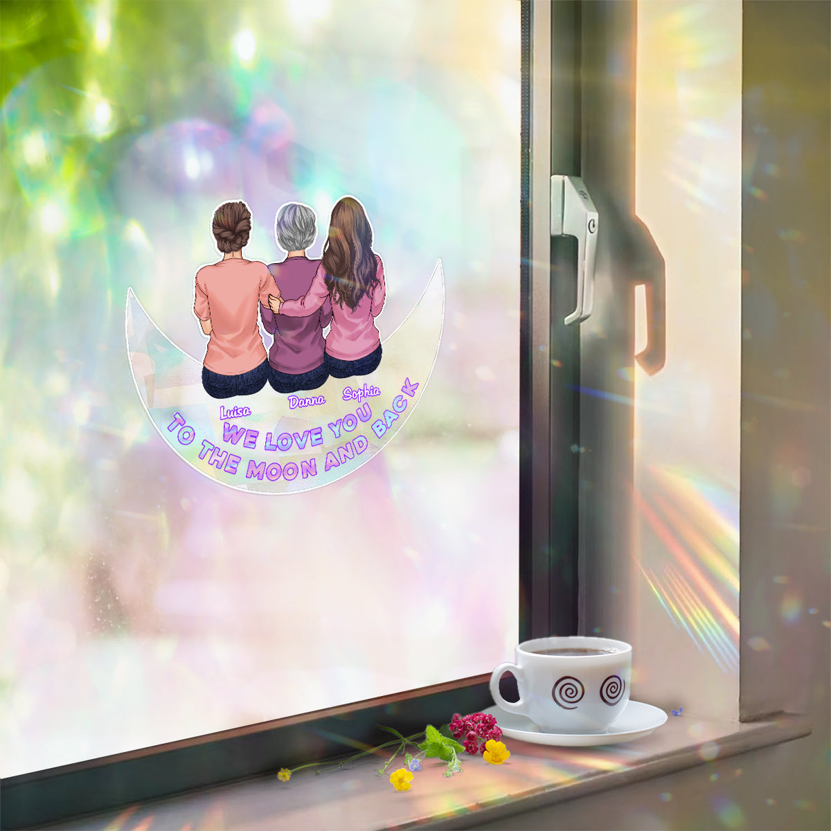 Love You To The Moon And Back - Personalized Mother Suncatcher Decal