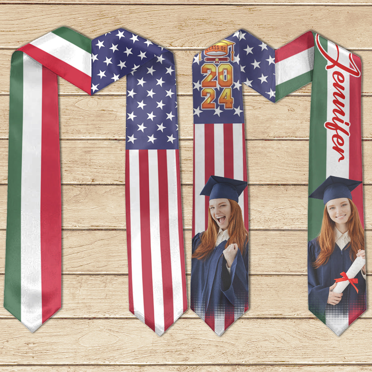 Country Flag Class of 2024 - Personalized Graduation Graduation Stole
